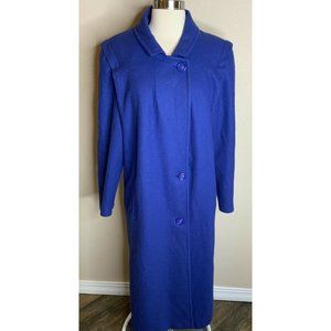 Vintage Komitor Women’s Royal Bright Blue Full Length Wool Jacket Coat Euc M L